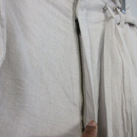 Abercrombie & Fitch Paperbag Shorts Women L Beige Linen Blend Belted Summer 318 - Picture 9 of 11